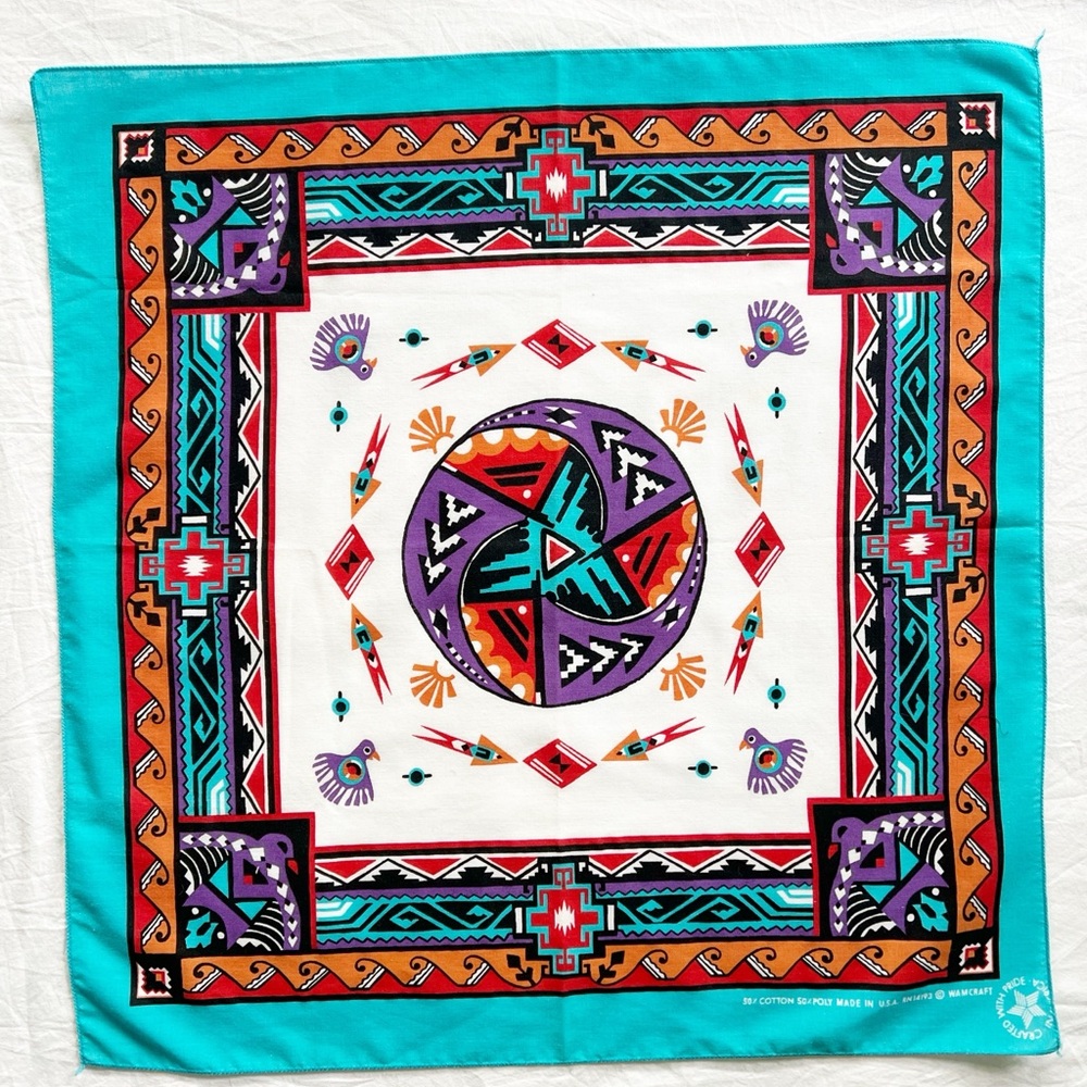 Colorful Vintage 80s Southwestern Print Bandana